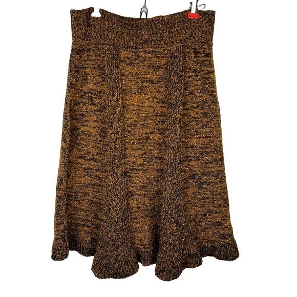 Sonia Rykiel Paris Knit Sweater Skirt Pencil Ruffle Wool & Cashmere Brown sz 42 - Picture 1 of 12